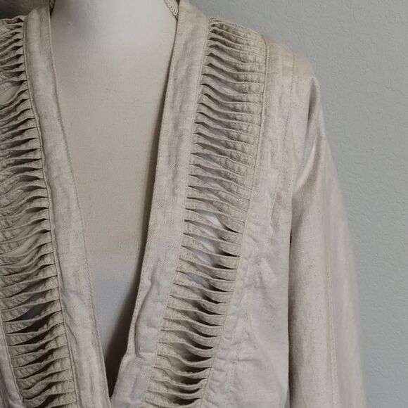Anthropologie HEI HEI open blazer jacket oatmeal beige cropped medium large - Picture 2 of 9